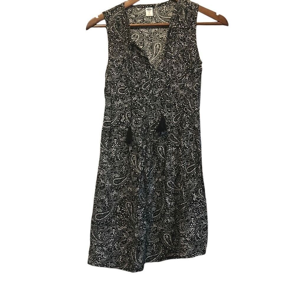 Old Navy XS Black White Sleeveless Paisley Print Dress Casual Summer